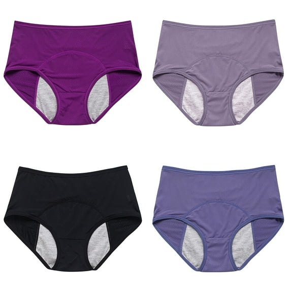 YOTMKGDO Period Panties, Incontinence Underwear for Women, 4PC Underwear for Women Leak Proof Cotton Overnight Menstrual Panties Briefs High Waisted Leak Proof M-8XL