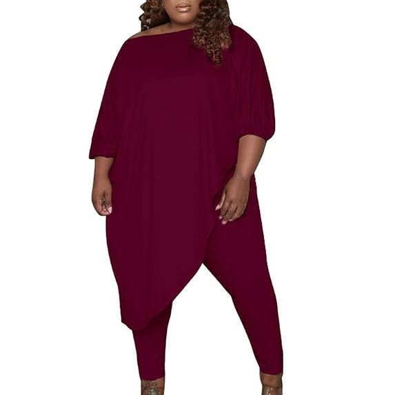 YOTMKGDO Plus Size Garments for Women Plus Size Pants Women's Fashion Suit Plus Size Women's Dress Plus Size Mm Two Piece Set, Sizes XL-5XL