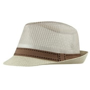 YOTMKGDO Pork Pie Hat, Hollow Beach Elegant Cool Summer Unisex Hat Stylish & Hat Baseball Caps, Beige