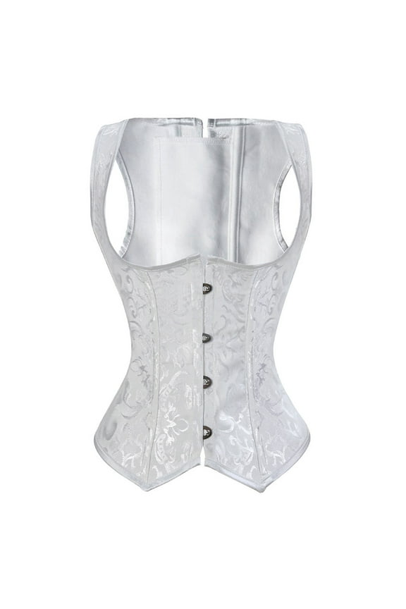 Shapewear Tummy Control, Women'S Gothic Corset Bustier Waist Cincher Underbust Corset Vest Tank Top Embroidery Corset Top Plus Size Corset Top (White, 5XL)