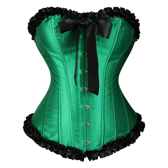 YOTMKGDO Shapewear Tummy Control, Women'S Lace Up Boned Overbust Corset Bustier Lingerie Bodyshaper Top (#1 Green, S)