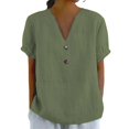 thumbnail image 1 of YOTMKGDO Short Sleeve V-Neck Shirt | Women's able Casual V Neck d Top T Shirt, summer tops for women (Sage Green, L), 1 of 6