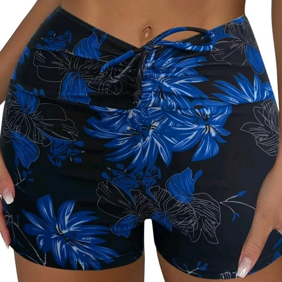 YOTMKGDO Shorts For Women, Board Shorts, Women's Swimswear Bottoms Tankini Swim Bathing Briefs Swimsuit s Beach Trunks With Liner, High Waisted, Dark Blue L