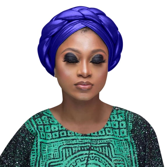 YOTMKGDO Silk Bonnet, Turbans for Women Fashion Women Beading Braid Hat Muslim Ruffle Cancer Wrap Cap Sleep Caps Satin Lined Hair Bonnets, Blue