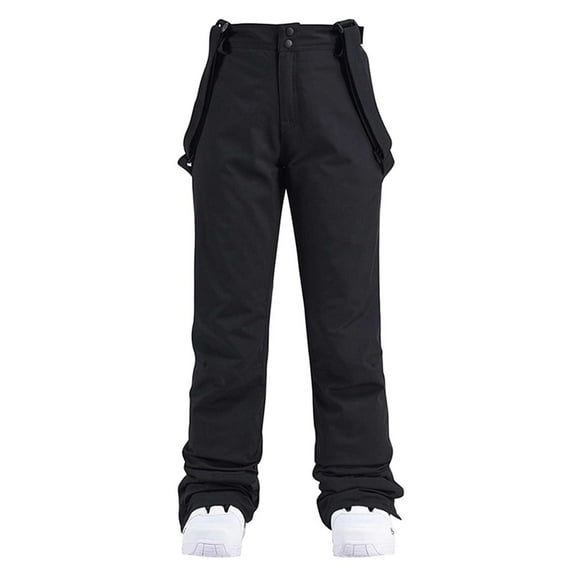 YOTMKGDO Ski Suits Woman, Jumpsuits for Women's Insulated Bib Overalls Solid Color Suspenders Trousers, Snow Pants Womens Black+3XL