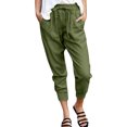 thumbnail image 1 of YOTMKGDO Slacks for Women Spring and Summer Casual Solid Color Elastic Waist Pocket Strap and Foot Casual Nine Point Pants Women's Pants Army Green XL, 1 of 5