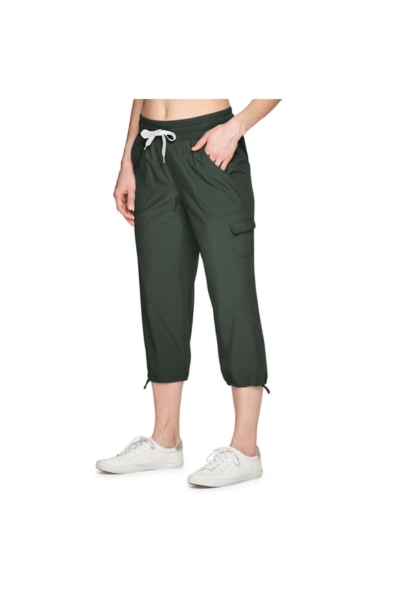Slacks for Women Active Women's Relaxed Lightweight Woven Cargo Capri Pant Women's Pants Army Green M
