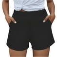 thumbnail image 1 of YOTMKGDO Slacks for Women Loose Cotton Women's Color Shorts Solid with Pockets Pants Casual Plus Size Pants Women's Pants Black L, 1 of 6