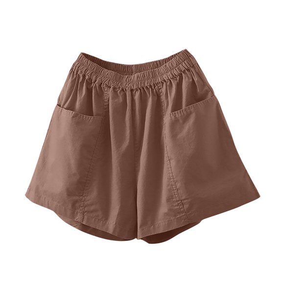 YOTMKGDO Slacks for Women Shorts Summer Casual Solid Drawstring Shorts Loose Soft Cool Female Short Shorts for Women Coffee XS