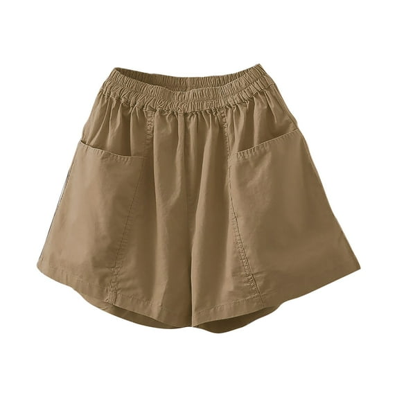 YOTMKGDO Slacks for Women Shorts Summer Casual Solid Drawstring Shorts Loose Soft Cool Female Short Shorts for Women Khaki 2XL