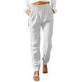 thumbnail image 1 of YOTMKGDO Slacks for Women White Pants for Women Tightness Trousers Pocket Casual Plus Size High Waist Pants Women's Pants White 2XL, 1 of 7