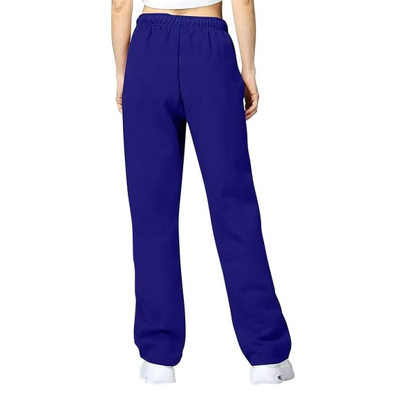 YOTMKGDO Slacks for Women's Autumn and Winter Solid Color Sports Pants Casual Loose Drawstring Pockets Wide Straight Pants Sweatpants Blue S