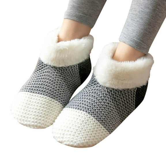 YOTMKGDO Slipper Socks for Women, Winter Women Socks Christmas Socks Cozy Fuzzy Fleece Lined Warm Socks with Silicone Grippers, Grey(3 Pack)