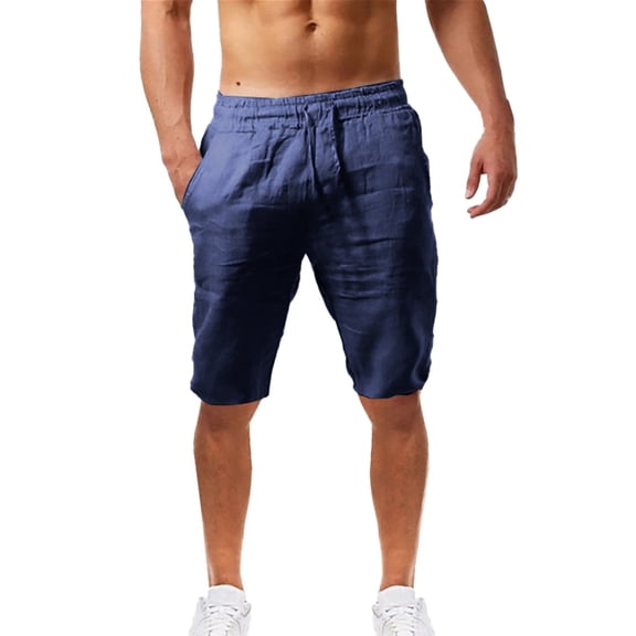 YOTMKGDO Straight-Leg Short Casual Solid Shorts for Men, Dark Blue 4XL