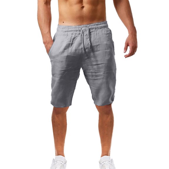 YOTMKGDO Straight-Leg Short Casual Solid Shorts for Men, Gray 5XL