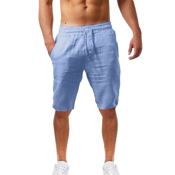 YOTMKGDO Straight-Leg Short Casual Solid Shorts for Men, Sky Blue 4XL