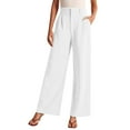 thumbnail image 1 of YOTMKGDO Suit Pants Women's Trousers Solid Color Thin Pocket High Waist Casual Pants Wide Leg Pants Bell Bottoms Slacks for Womens Trousers White 5XL, 1 of 3