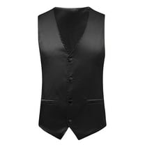 YOTMKGDO Suit Vest, Mens Solid Color Wedding Dress Vest Mens Coat British Leisure Slim Stage Costume, Black, L