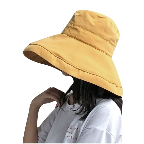 YOTMKGDO Sun Hat, Floppy Hat Beach Foldable Fisherman Women Hat Leides Hat Color Elegant Japanese Solid Baseball Caps, Yellow