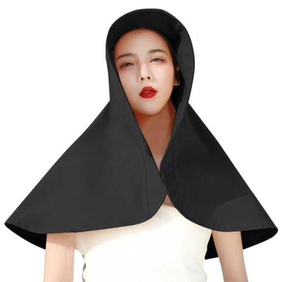 YOTMKGDO Sun Hat, Shawl Ladies Sun Solid Color Large Brim Neck Bucket Hat, Sun Hats for Women, Black