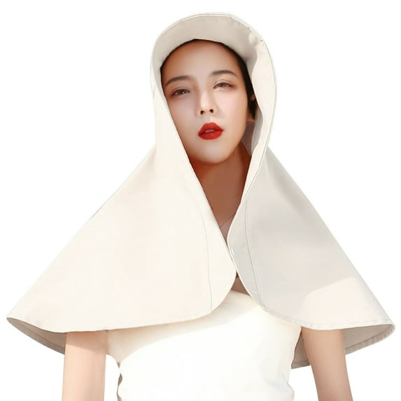 YOTMKGDO Sun Hat, Shawl Ladies Sun Solid Color Large Brim Neck Bucket Hat, Sun Hats for Women, Khaki