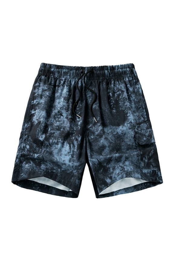 Sweatpants for Men, Mens Shorts, Men Sports Tie Dye Printed Shorts Casual Mid Waist Drawstring Shorts with Pockets Gym Shorts Men, Dark Blue XXL