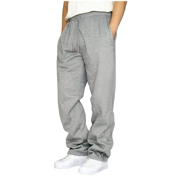 YOTMKGDO Sweatpants for Men, Pantalones De Hombre, Men's Rope Loosening Waist Solid Color Pocket Trousers Loose Sports Trousers, Grey XL