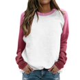 thumbnail image 1 of YOTMKGDO Sweatshirt for Women Sweatshirts & Hoodies Casual Tops for Women Raglan Crewneck Tops Gradient Solid Print Sweatshirts Top Crewneck Sweatshirts Baseball Shirt, Hot Pink+XXL, 1 of 6