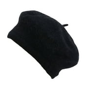 YOTMKGDO Tam O'Shanter Hat, Cap Artist Hat Warm Cap Beret Solid Winter Casual Women Wool Hat Ski Baseball Caps, Black