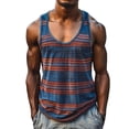 thumbnail image 1 of YOTMKGDO Tank Tops Men, Crew Neck Men's Casual Fashion Striped Color Blocking Trend Loose Fitting Sports and Fitness Sleeveless Shirts for Men Sleeveless (Light Blue, XL), 1 of 4