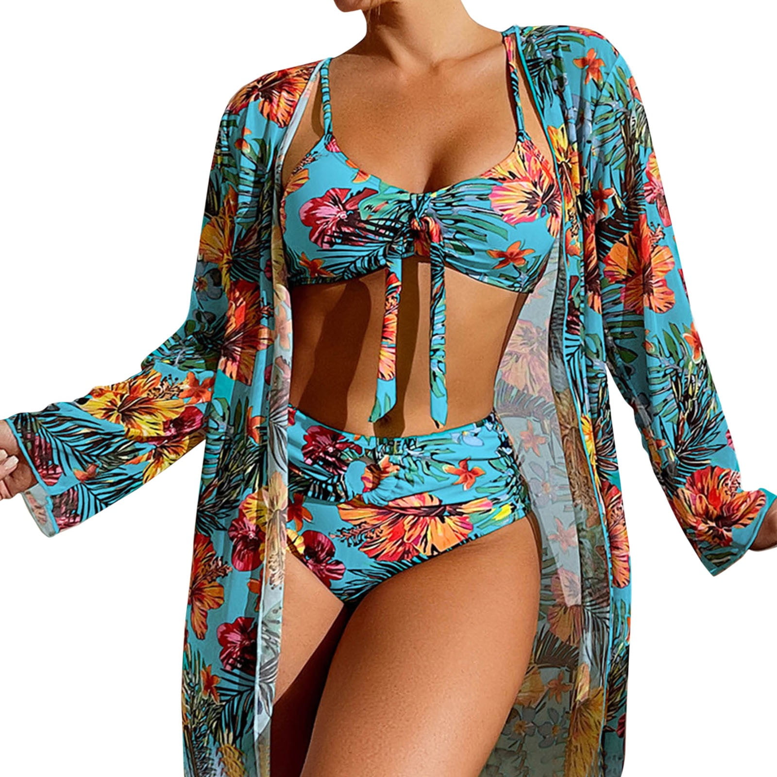 Amalfi High Waist Bikini Set With Cover Up