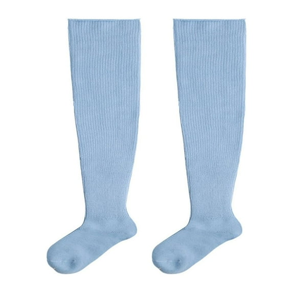 YOTMKGDO Thigh High Socks, Over The Knee Socks for Women Women'S Football Socks with Towel Sole Wear Non Slip Mid Tube Short Top Socks, Light Blue