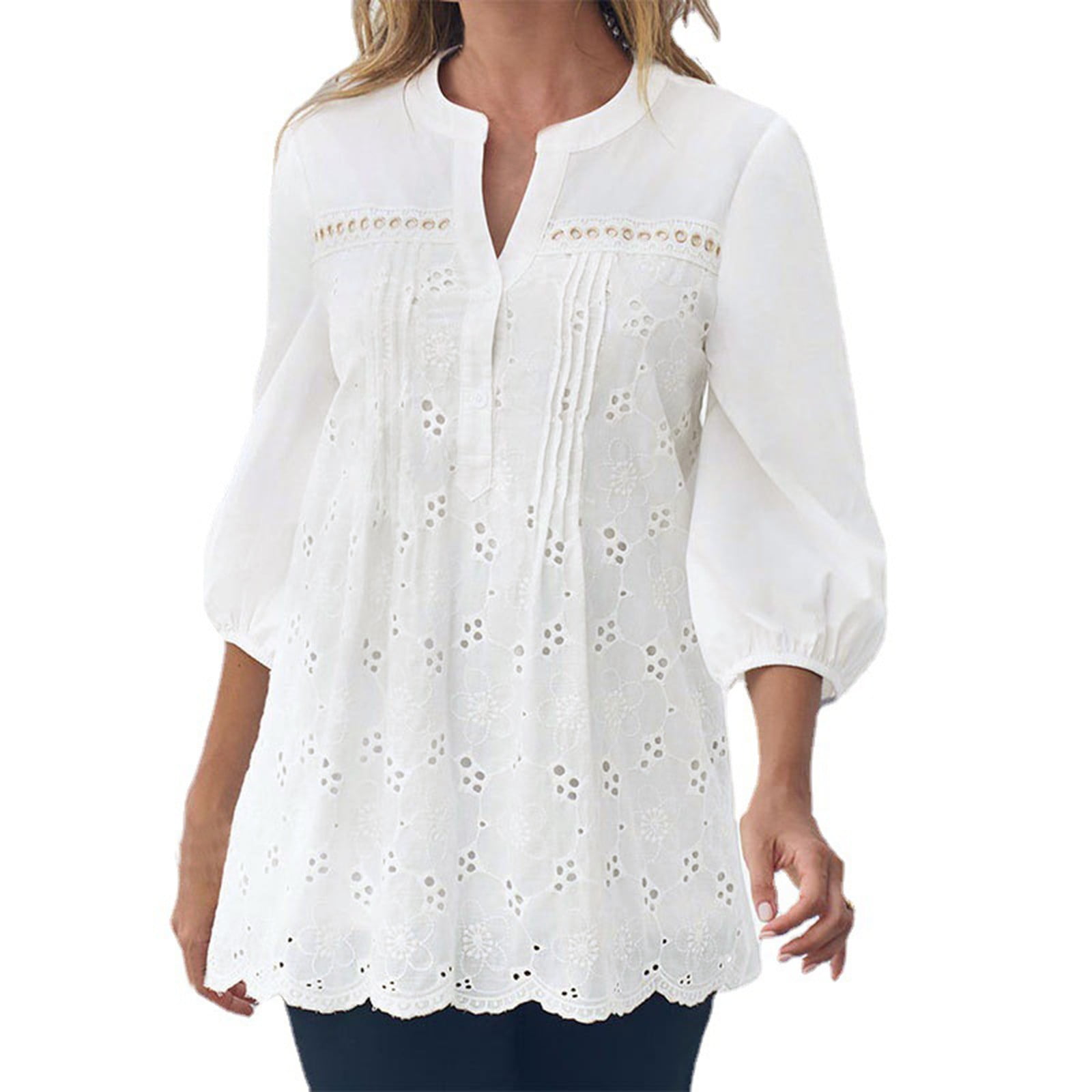 Women S Lace Crochet V Neck Top