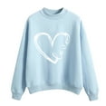 thumbnail image 1 of YOTMKGDO Valentines Sweater Women, Heart Sweater for Women Outenwear Coats Women Sweatshirt Top Long Sleeved Sweatshirt Casual Blouse Temperament Pullover Top Blue+S, 1 of 5
