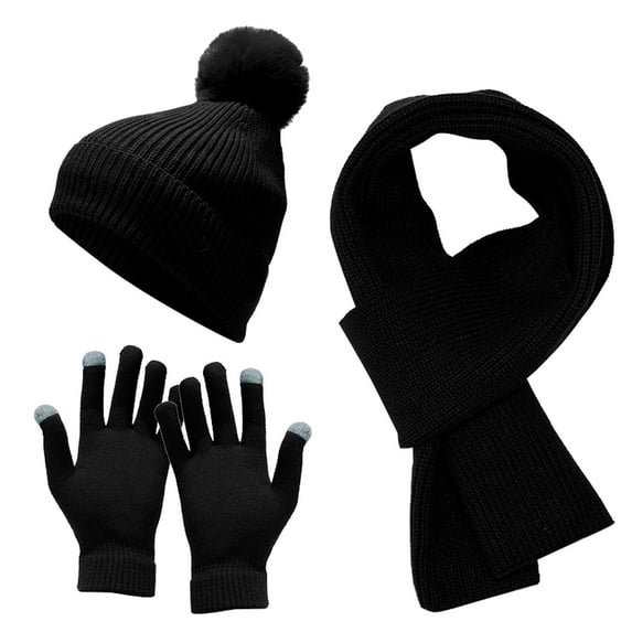 YOTMKGDO Winter Hat, Winter Gloves Hat Men Knitted Sets Winter Warm Hat Knit Windproof Adult Scarf Skiing Women Gloves Cycling Baseball Caps, Black