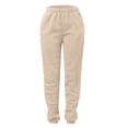 thumbnail image 1 of YOTMKGDO Women's Casual Solid Pocket Pants High Waist Elastic Band Pants, Sweatpants for Women, Beige Sizes S-3XL, 1 of 5