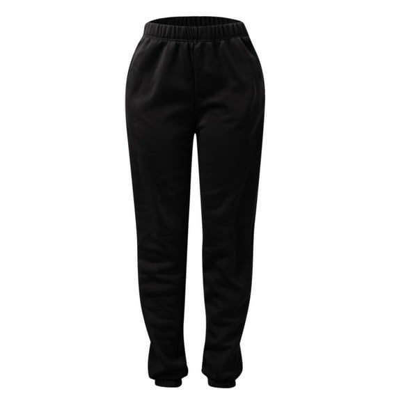 YOTMKGDO Women's Casual Solid Pocket Pants High Waist Elastic Band Pants, Sweatpants for Women, Black Sizes S-3XL