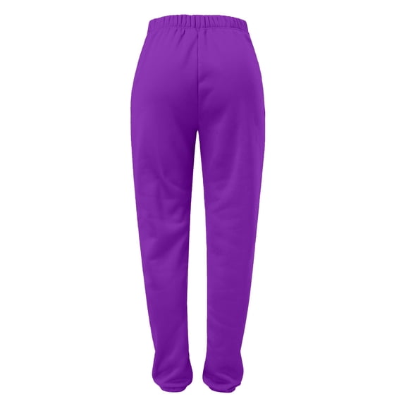 YOTMKGDO Women's Casual Solid Pocket Pants High Waist Elastic Band Pants, Sweatpants for Women, Purple Sizes S-3XL