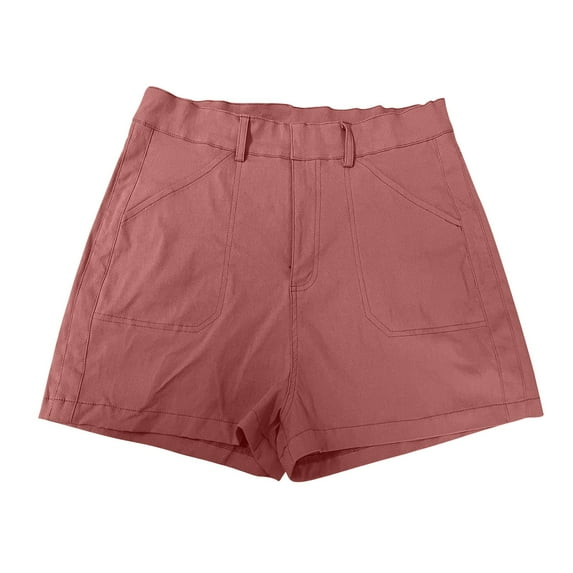 YOTMKGDO Womens Shorts Women Stretch Twill Shorts Summer Casual Shorts Pull On Chino Shorts Elastic Waist Stretchy Denim Shorts, Brown Small