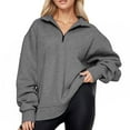 thumbnail image 1 of YOTMKGDO Womens Sweaters Button Up Tops for Women Sweatshirt Oversized Half Zip Pullover Long Sleeve Sweatshirt Quarter Zip Hoodie Sweater Teen Girls Fall Womens Long Sleeve Tops, Dark Gray+L, 1 of 3