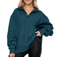 thumbnail image 1 of YOTMKGDO Womens Sweaters Button Up Tops for Women Sweatshirt Oversized Half Zip Pullover Long Sleeve Sweatshirt Quarter Zip Hoodie Sweater Teen Girls Fall Womens Long Sleeve Tops, Navy+M, 1 of 3