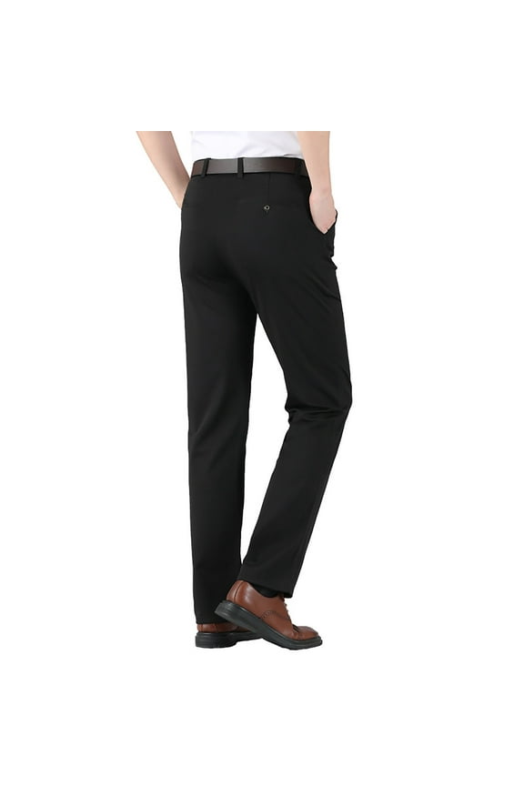 Work Pants for Men, Dress Pants Men, Elastic Waist Casual Business Color Men's Pants Thin High Trousers Solid Men's Pants, Black 3XL
