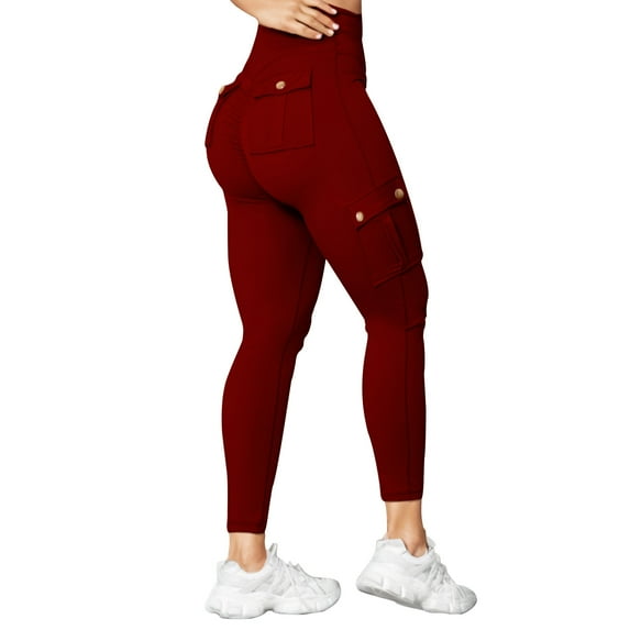 YOTMKGDO Yoga Pants Women, Joggers for Women, Workwear Fitness Pants Women'S High Elastic Tight Yoga Pants Quick Drying Running Trousers Jeggings for Women, Wine L