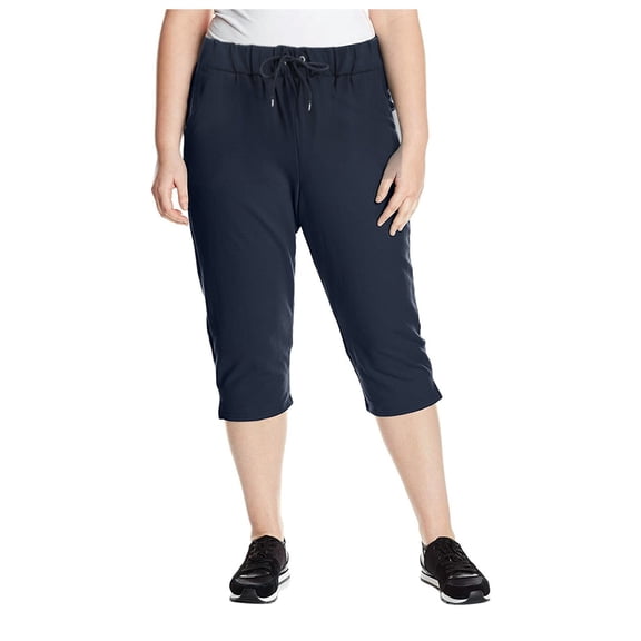 YOTMKGDO Yoga Pants Women, Yoga Pants cotton for Wearing daily women Solid Mid-Length Comfort Waist, Navy XXL