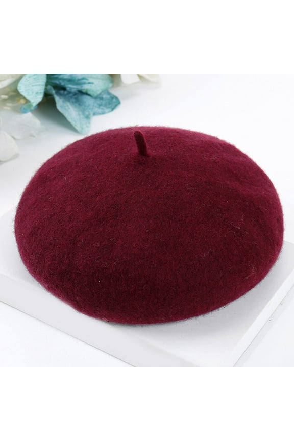 bonnet femme hiver Spring, Autumn and Winter New Beret Korean Mushroom Lady hat Breathable Pumpkin hat Wool hat wooly hat beret hats for women gorro de invierno para mujer | Burgundy