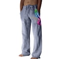 thumbnail image 1 of YOTMKGDO wide-Leg Baggy Mens Fashion Casual Cotton And Linen Printed Linen Pocket Lace Up Pants Large Size Pants Pants Casual Graphic Prints Pants for Men, Blue L, 1 of 8