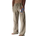 thumbnail image 1 of YOTMKGDO wide-Leg Baggy Mens Fashion Casual Cotton And Linen Printed Linen Pocket Lace Up Pants Large Size Pants Printing Casual Graphic Prints Pants for Men, Beige 3XL, 1 of 8