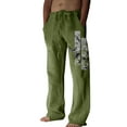 thumbnail image 1 of YOTMKGDO wide-Leg Baggy Mens Fashion Casual Individuality Cotton And Linen Printed Linen Pocket Lace Up Pants Large Size Pants Casual Graphic Prints Pants for Men, Green 3XL, 1 of 9