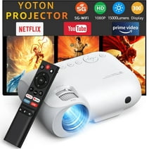 YOTON 4K Ultra HD Smart Projector - 5G Wi-Fi, Bluetooth, Native 1080P, 400 ANSI Brightness, Up to 300" Screen with Built-in Streaming Apps