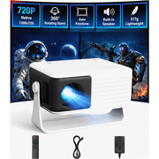 CocoBear Y3 Mini Projector, Native 720P, 360  Rotating Stand, Auto Keystone, Portable Movie Projector with HDMI USB, Compatible with iPhone, Android, PS5, Xbox, Switch, Black